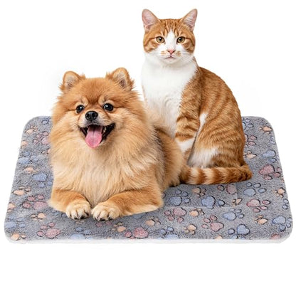 Dog Bed Mat,Soft Dog Kennel Pad with Cute Pattern,Multi-Size Durable & Machine Washable,Pet Pad for Dogs & Cats (Gray Paw, X-Large) - color: Gray Paw, size: 33.1''L×22.4''W×1.4''Th
