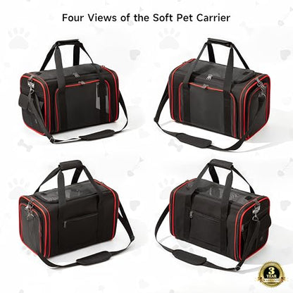 EliteField Soft-Sided Pet Carrier (3-Year Warranty, Airline Approved), Foldable Travel Bag with Removable Fleece Bed for Dogs, Cats & Small Pets, Scratch-Resistant Mesh - color: Black, size: 18.0"L x 11.0"W x 11.0"H