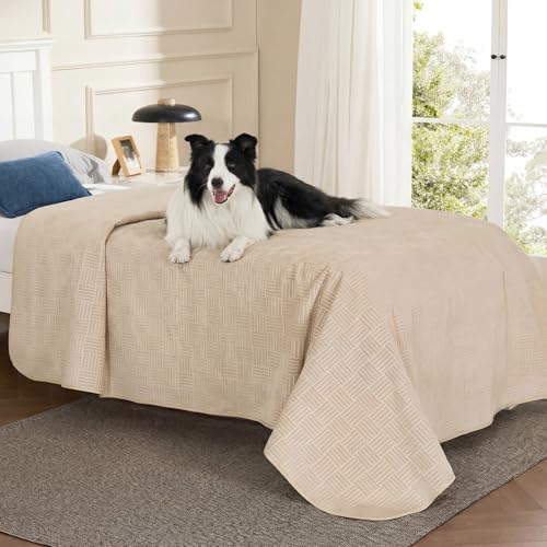 Bedsure Waterproof Bed Cover for Dogs Washable - Waterproof Blanket for Twin Bed Couch Sofa Cozy, Lightweight Furniture Protector for Pet Cat Quick Drying, Sandy Tan, 68x82IN - color: Sandy Tan, size: 68x82 inch