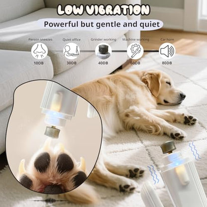 2-in-1 Dog Nail Trimmers & Dog Nail Grinder, Dog Nail Clippers with 2 LED Lights & Safety Guard, USB Rechargeable, Multiple Grinding Methods for Small, Medium, and Large Dogs & Cats (White) - color: White