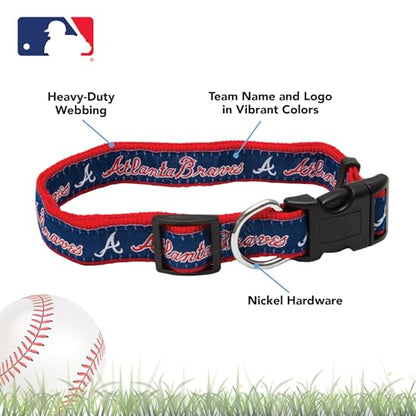 MLB DOG COLLAR. - 29 Baseball Teams available in 4 Sizes. Heavy-Duty, Strong & Durable Pet Collar. - MLB Licensed PET COLLAR. - color: Atlanta Braves, size: Large