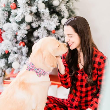 Christmas Dog Collar with Bow Tie - Cute Christmas Tree & Santa Pattern Pink Puppy Collar, Adjustable Metal Buckle Winter Holiday Bowtie Dog Collars for Small Medium Large Dogs XS - color: B-Pink Santa Claus, size: XS
