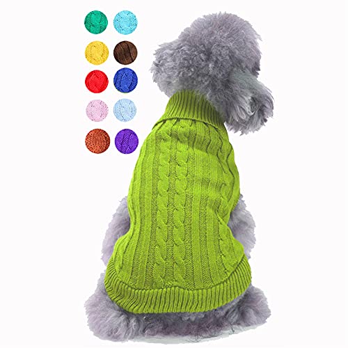 Dog Sweater for Small, Medium, Large Dogs - Warm Winter Classic Turtleneck Pet Clothes - Cute Christmas Coat for Puppies, Cats, Girls, Boys - color: Light Green, size: XX-Small