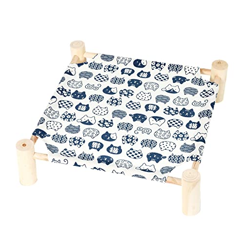 Cat and Dog Hammock Bed for Small Dogs, Brethable Wooden Pet Rabbit Elevated Cooling Outdoor Bed Cots Furniture for All Seasons White Cat - color: White Cat