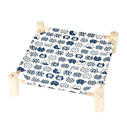 Cat and Dog Hammock Bed for Small Dogs, Brethable Wooden Pet Rabbit Elevated Cooling Outdoor Bed Cots Furniture for All Seasons White Cat - color: White Cat