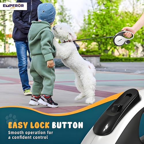 16 ft Retractable Dog Leash White - Heavy Duty Retractable Pet Leash with Anti-Slip Grip for Medium to Large Dogs up to 110 lbs -Aura BW16 - color: White, size: 16 ft