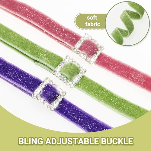 Cat Collars with Bell - 3 Pack Breakaway Floral Cute Cat Collars for Girl Boy Cats, Kitten, Puppy - Adjustable (7.5"-12.5") Soft Velvet Cat Collar Accessories - color: pink+green+purple
