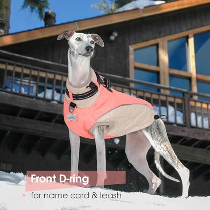 Zippered Small Dog Winter Coat, Turtleneck Reflective Fleece Jacket, Water Resistant Warm Dog Clothes with Buckles & D Ring for Leash and Name Card - XS Pink - color: Pink, size: X-Small