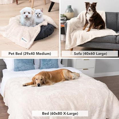 PETAMI Fluffy Fleece CAT and Dog Throw Blanket, Beige, Large - color: Beige, size: Large (40x60)