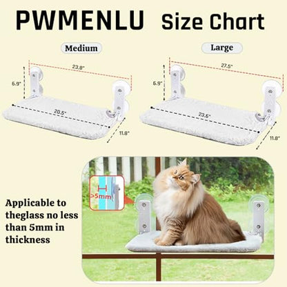 Cat Window Perch, Cordless Foldable Cat Hammock for Indoor Cats with Upgraded Suction Cups Strong Metal Frame Holds Up to 44lbs (M 1PC) - size: M 1PC