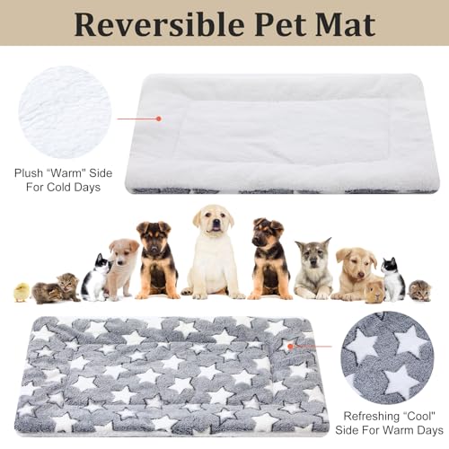 4 Pcs Washable Dog Bed Crate Mat Pad Replaceable Reversible Kennel Pad for Crate Pet, Sleeping Mat for Small, Medium, Large Dog Machine Washable(16.14 x 24 x 1.2 Inch, Pink, Gray)