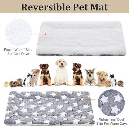 4 Pcs Washable Dog Bed Crate Mat Pad Replaceable Reversible Kennel Pad for Crate Pet, Sleeping Mat for Small, Medium, Large Dog Machine Washable(16.14 x 24 x 1.2 Inch, Pink, Gray)