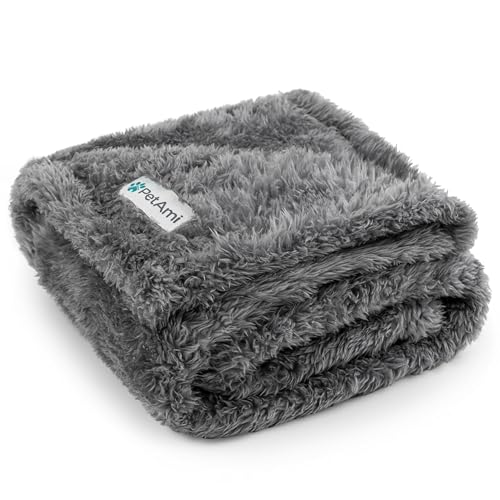 PetAmi Dog Blanket for Small Medium Dogs Grey, Fluffy Soft Puppy Blanket, Sherpa Fleece Cat Blanket for Kitten Doggie, Calming Pet Blanket Throw for Couch Sofa Bed Washable, Medium 29x40 - color: Gray, size: Medium (29x40)