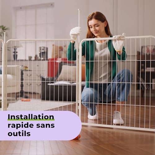 Dog Playpen Indoor, 32 Inch 16 Panels Puppy Playpen for Small and Medium Dogs, Easy Setup Anti-Rust Pet Fence, White - size: 32 inch