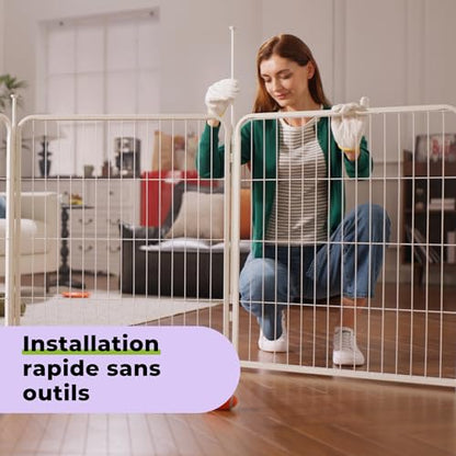 Dog Playpen Indoor, 32 Inch 16 Panels Puppy Playpen for Small and Medium Dogs, Easy Setup Anti-Rust Pet Fence, White - size: 32 inch