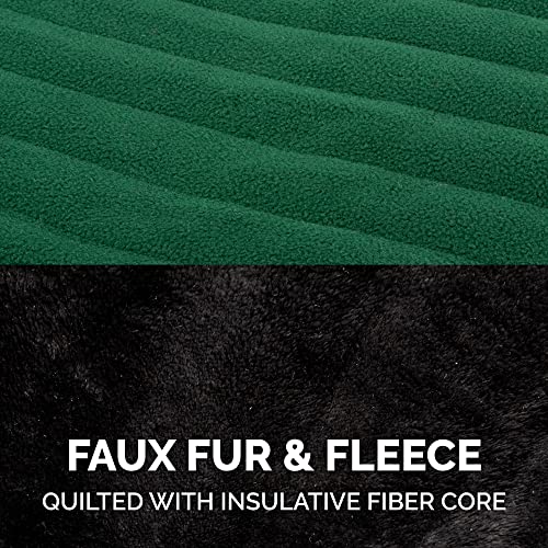 Furhaven Reversible XS Dog Coat, Washable & Insulating w/ Leash Access - Faux Fur & Quilted Fleece Flex-Fit Jacket - Black/Green, Extra Small - color: Black/Green, size: X-Small