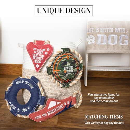 Pavilion - Love You Boatloads - 13" Puppy Dog Toy with Rope Handle K-9 Furry Companion Boat Lake Beach Gift