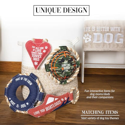 Pavilion - Love You Boatloads - 13" Puppy Dog Toy with Rope Handle K-9 Furry Companion Boat Lake Beach Gift
