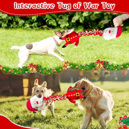 Christmas Large Interactive Dog Toys: Squeaky Plush Stuffed Dog Toy for Large Dogs - Big Chew Santa Dogs Toys for Puppy Small Medium Large Breeds - color: Dark Red