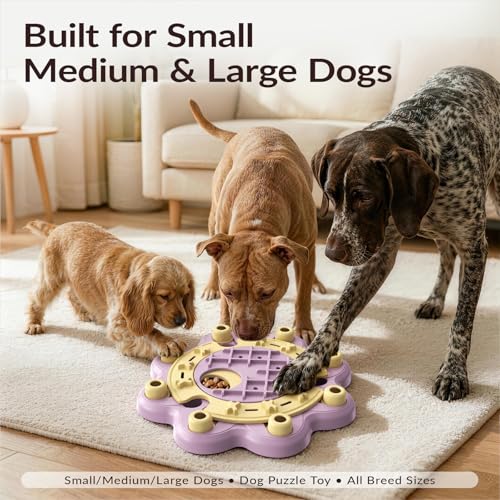 Dog Puzzle Toy, Large Size, 3 Levels of Step-by-Step Challenge Beginner to Advanced Slow Feeder & Mental Stimulation for Smart Dogs Enrichment Puppy Pink Toys - color: Pink