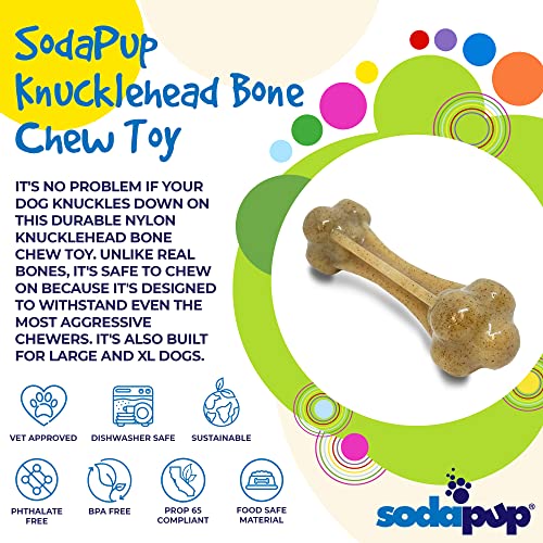 SodaPup Knucklehead – Durable Dog Chew Toy Made in USA from Non-Toxic, Pet Safe, Food Safe Nylon Material for Mental Stimulation, Clean Teeth, Fresh Breath, Problem Chewing, Calming Nerves, & More - color: brown