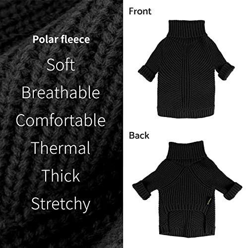 Fitwarm Dog Turtleneck Sweater, Thermal Knitted Pet Coat, Dog Winter Clothes for Small Dogs, Cat Apparel, Black, XS - color: Black, size: X-Small