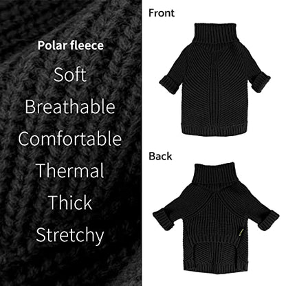 Fitwarm Dog Turtleneck Sweater, Thermal Knitted Pet Coat, Dog Winter Clothes for Small Dogs, Cat Apparel, Black, Small - color: Black, size: Small