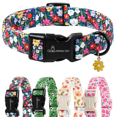ARING PET Girl Dog Collar, Cute Spring Summer Floral Puppy Pet Collars for Small Medium Large Dogs-XS - color: Floral Colorful, size: X-Small