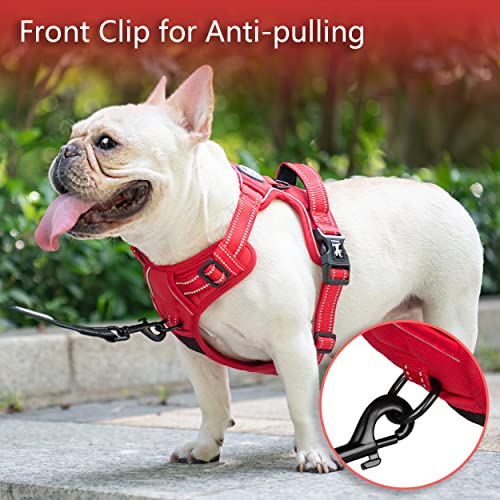 PoyPet No Pull Dog Harness, No Choke Reflective Dog Vest, Adjustable Pet Harnesses with Easy Control Padded Handle for Small Medium Large Dogs(Red Matching Trim,XS) - color: Red(Matching Trim), size: XS