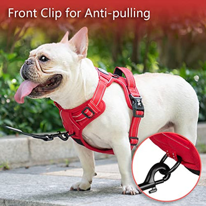 PoyPet No Pull Dog Harness, No Choke Reflective Dog Vest, Adjustable Pet Harnesses with Easy Control Padded Handle for Small Medium Large Dogs(Red Matching Trim,XS) - color: Red(Matching Trim), size: XS