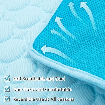 Dog Cooling Mat 15"x20" Q-Max>0.4, Absorbent & Pressure-Activated Self-Cooling, Non-Slip Scratch Resistant, Washable Cooling Mat for Dogs, Cooling Pad for Dog Bed Mats for Car Crate Patio Outdoor - size: 15x20inch