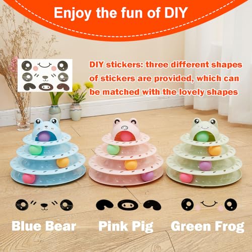 Cat Toys, 4-Level Turntable Ball Track Interactive Cat Toy for Indoor Cats, Self Play Fun Roller with Colorful Rotating Ball Puzzle Exercise Kitten Toys (Green) - color: Green