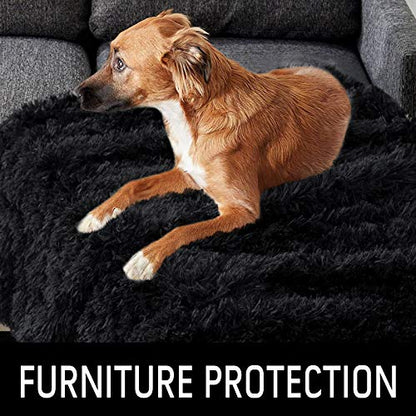 LOCHAS Luxury Fluffy Dog Blanket, Extra Soft and Warm Sherpa Fleece Pet Blankets for Dogs Cats, Plush Furry Faux Fur Puppy Throw Cover, 30''x40'' Black - color: Black, size: Medium(30''x40'')
