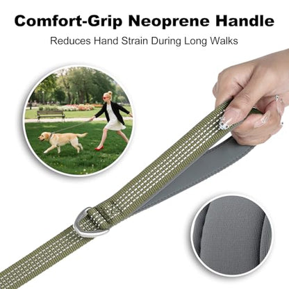 Plutus Pet Heavy Duty Dog Leash with Lockable Aluminum Carabiner, 4/6 Feet Long, Double-Sided Reflective Nylon, Padded Handle, for Puppy, Small, Medium and Large Dogs (Ranger Green, 4/5" x 4') - color: Ranger Green, size: 4/5" x 4'
