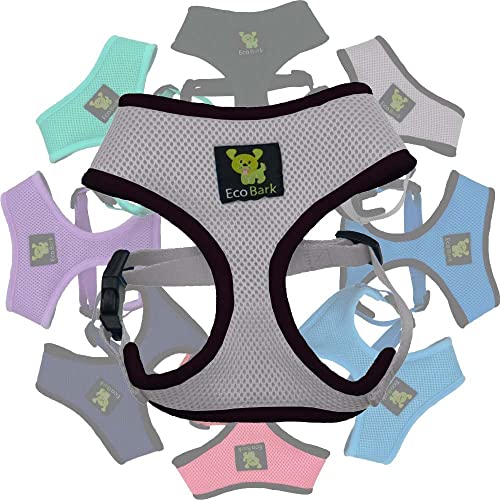 EcoBark Dog Harness - Eco-Friendly Max Comfort Harnesses - Luxurious Soft Mesh Halter - Over the Head Harness Vest- No Pull and No Choke for Small, Toy Breed, and Teacup Dogs (XS, Gray) - color: Gray