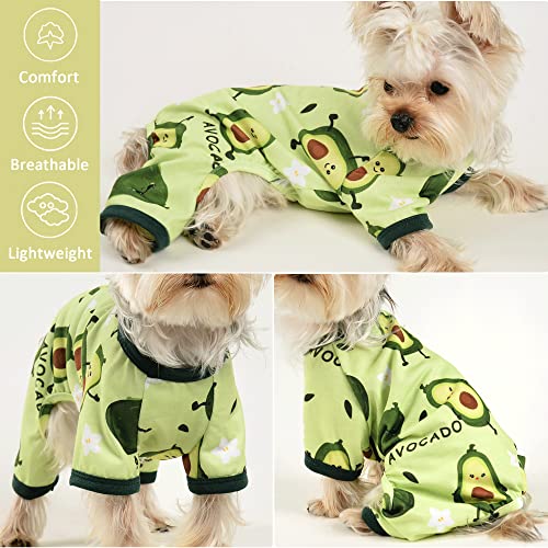 Dog Pajamas for Small Dogs, Soft Thin Pjs Jammies Cat Doggie, Summer Pet Cute Puppy Clothes Outfits Dogs Boy Girl(Avocado,S) - color: Avocado, size: Small (Chest 14.2 in)