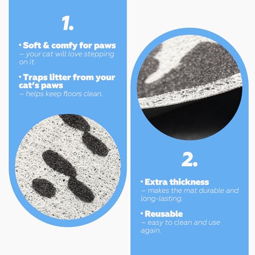 Doro Large Cat Litter Mat XL 47x23 Inch, Cat Litter Rug for Litter Tracking Control, Extra Large Litter Mat Cat Litter Mat Waterproof Non-Slip Cat Box Mat, Thick Litter Trapping Mat for Cat Litter Box - size: 47x23 inch