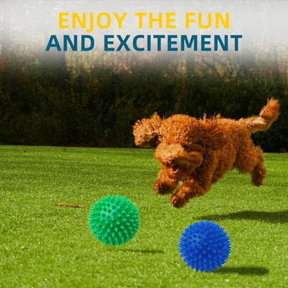 SHARLOVY 4.5'' Squeaky Dog Toy Balls for Large Breeds, Dogs Spiky Balls for Aggressive Chewers, Durable Puppy Chew Toys for Teething, Indestructible Fetch and Train, BPA Free Non-Toxic - size: XL Large Set of 2