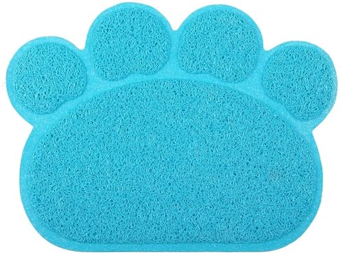 Paw-Shaped Large Cat Litter Box Mat,23.5x17.5 Inches (Sky Blue) - color: Sky Blue