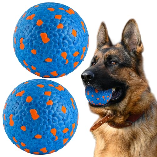 FUSOTO 2Pcs Dog Balls, Tennis Balls for Dog Aggressive Chewers, for Large Medium Small Puppy, Training Catch&Fetch, Water Floats Toys, Blue - color: 2x Blue