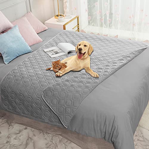 Ameritex Waterproof Blanket Reversible Dog Bed Cover Pet Blanket for Furniture Bed Couch Sofa - color: Lightgrey, size: 30x53 Inch (Pack of 1)
