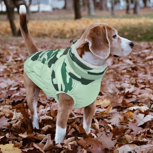 Lelepet Warm Dog Winter Coat Dog Coats for Small Dogs Waterproof Dogs Jacket with Harness Built in Reflective Cold Weather Coats Windproof Zip-Up Winter Fleece Vest Snowsuit Chihuahua XS - color: Mint Camo, size: X-Small