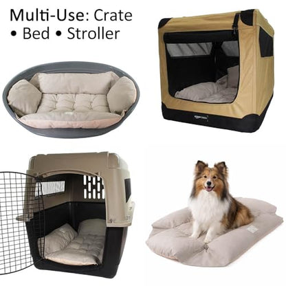 Helen's Pet Bed Multi-Fit Dog Crate Cushion, Medium (Label: L JP Size) - Washable Reversible Crate Bed Pad, Soft Cushion for Wire, Plastic & Hard-Sided Crates, Carriers & Strollers - color: Beige Pink (Fabric), size: Medium