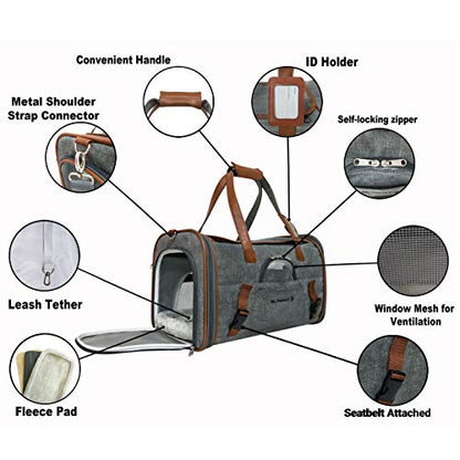 Mr. Peanut's Airline Approved Soft Sided Pet Carrier, Low Profile Gold Series Tote, Premium Brand Self Locking Zippers, Under Seat Compatibility, Plush Faux Fleece Bedding with a Sturdy Plywood Base - color: Charcoal Ash