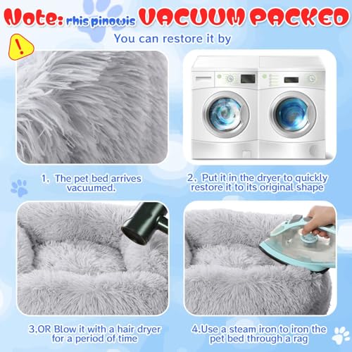 2-Pack Small Calming Dog & Cat Bed Anti Anxiety Fluffy Plush Pet Beds with Anti-Slip Bottom Machine Washable Interchangeable Pet Bed for Kittens & Puppies(Gray Series,21x16.5 Inch) - color: Gray Series