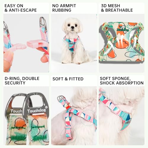 Touchdog Artist Series Y-Shape Dog Harness, 70g Ultra-Lightweight Breathable Air-Layer Vest with Soft Padded Chest, No-Pull Adjustable Harness for Small Medium Dogs (Green, XS) - color: Green, size: XS