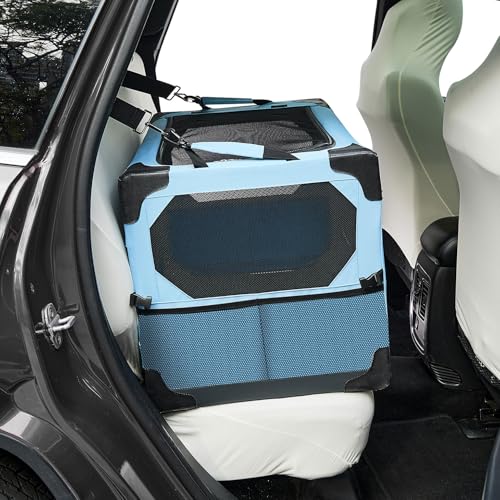 JOYTUTUS Pet Day Special, 26 Inch Collapsible Dog Crate, Steel Frame 8-Bar Foldable Soft Kennel, Portable Travel Crate for Medium Dog Up to 33lbs, Oxford Cat Carrier Fit for Car Travel Indoor Outdoor - size: S (26" L x 18" W x 18" H)