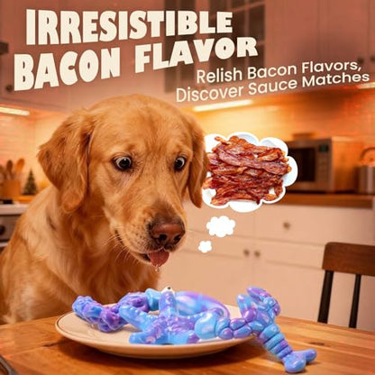 Last for Months, 3 Pack Indestructible Dog Chew Toys for Aggressive Chewers, Real Bacon Flavored Tougher Than Other Nylon Toys, Long Lasting Heavy Duty Durable Dog Bones for Large Dogs 15-70 lbs