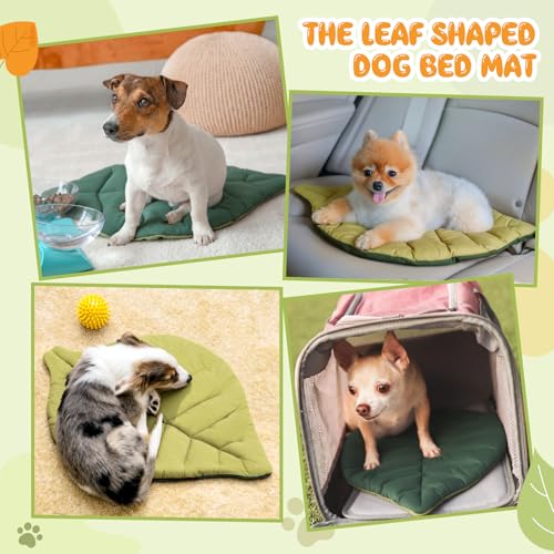 Oudain Self Warming Cat Bed Mat 26 x 20 Inch Leaf Shaped Self Heating Pad Blanket Pet Cotton Thermal Warm Soft Pad Mat for Feral and Indoor Cats Dog, Washable Kitty Puppy Mattress for Home Sofa Crate