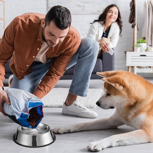 Tanlade 8 Pack Stainless Steel Dog Bowls Metal with Rubber Base Non-Slip Pets Puppy Cats Feeding Food and Water Bowls Dishwasher-Safe for Indoor Small Medium Large Dogs Cats Kitten Rabbit(10.1 oz) - size: 10.1 oz